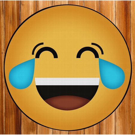 DEERLUX Emoji Style Round Funny Smiley Face Kids Area Rug, Tears of Joy Emoji Rug, 24 x 24 QI003882.XS